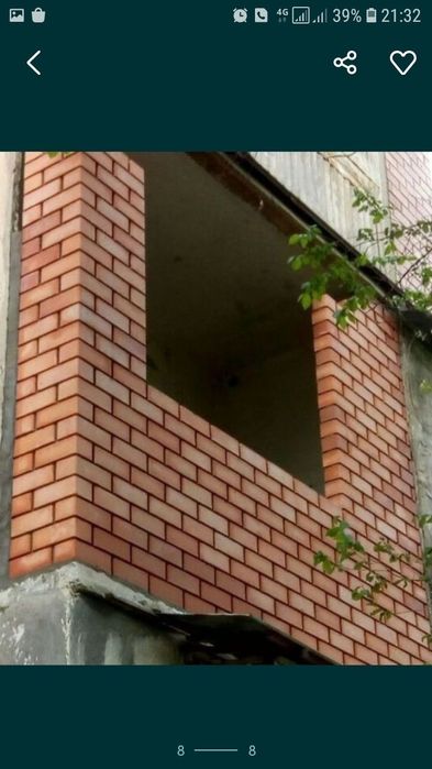 Балкон кладка, КИРПИЧОМ +Утипление + Демонтаж  и КОЗЫРЬКИ  !