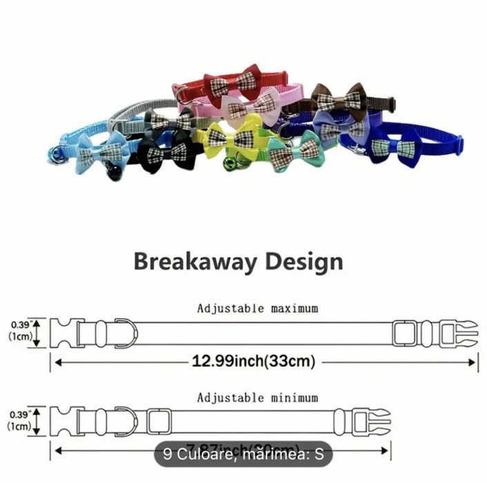 Zgarda pentru animal de companie roz si albastru