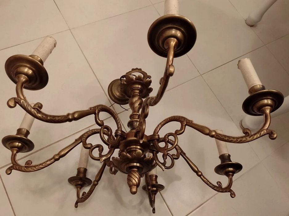 Candelabru bronz masiv cu 7 brațe de dimensiuni mari