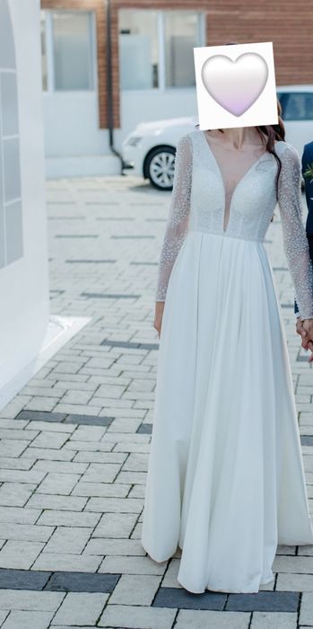 Vand rochie de mireasa facuta la comanda, marime XS, purtata o singura