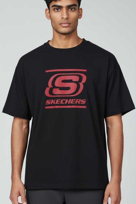 Мъжка тениска, SKECHERS, Loose Fit, Черен