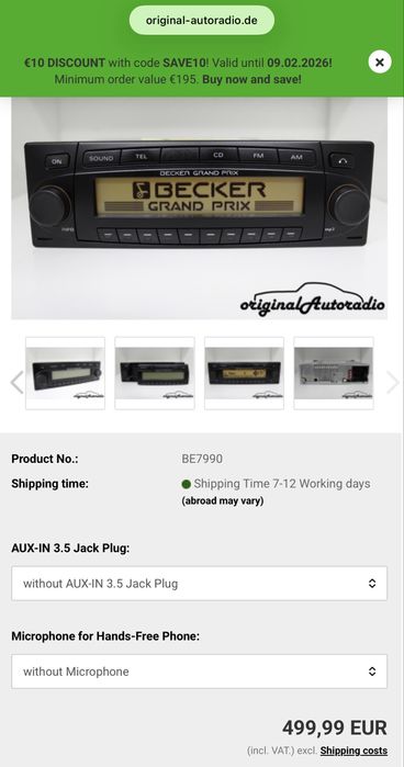 Becker Grand Prix MP3 Original CD Car Radio Bluetooth