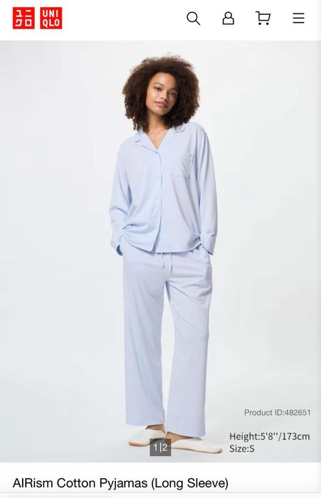 Домашно облекло/Дамска пижама- UNICLO- AIRism Cotton Pyjamas-L размер.