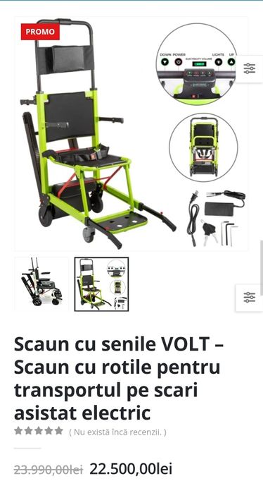 Scaun cu rotile si senile pentru transport pe scari