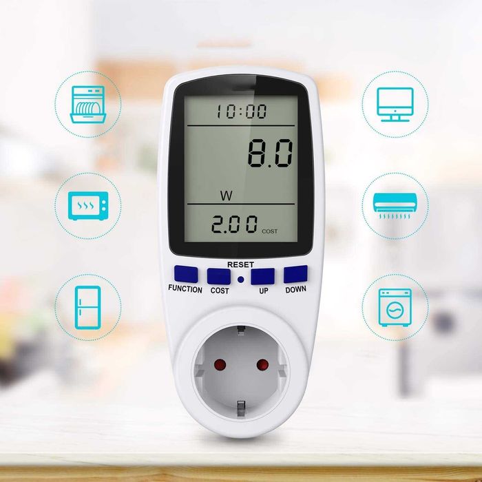 Контакт за измерване на енергия, 16A, 230V, Консумация, Ампераж,3680 W