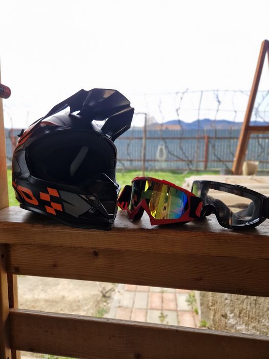 Cască Full-Face Enduro Mărimea S +2 Perechi De Ochelari