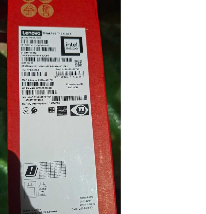 Lenovo Thinkpad T16 G4 Ultra 7 265U/32GB/512GB/W11 Pro - не разопакован с гаранция!