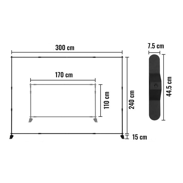 Stativ fundal foto slim telescopic reglabil pana la 300 x 240 cm