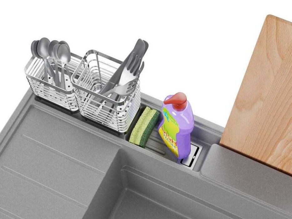 Сив гранитна кухненска мивка Сидни 620-45 Pocket Ergo Multilevel