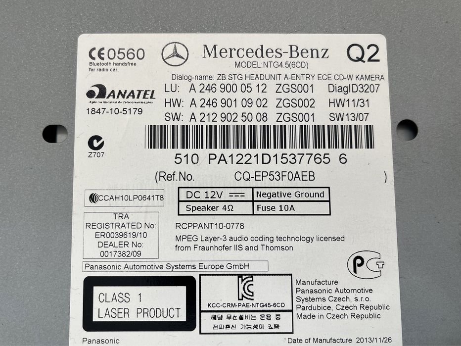 Unitate navigatie / Display / Radio Mercedes A W176 B W246 CLA W117