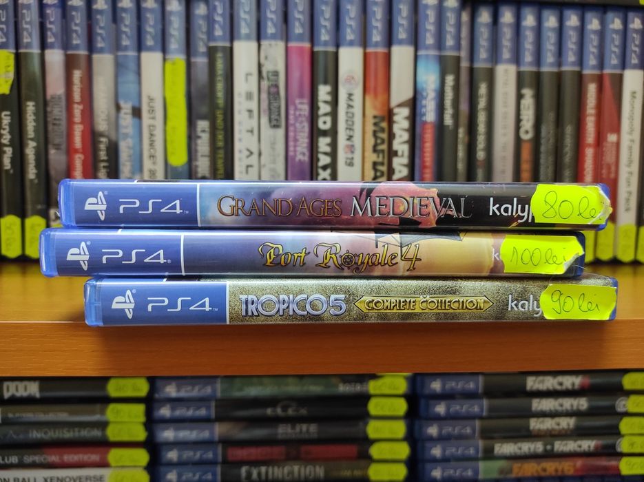 pachet 3 jocuri strategie Grand Ages Medieval Port Royal 4 Tropico 5 PS4