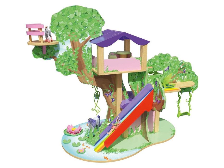 Къщичка на дърво с фея и еднорог Къща за кукли Вълшебно Приказно дърво
