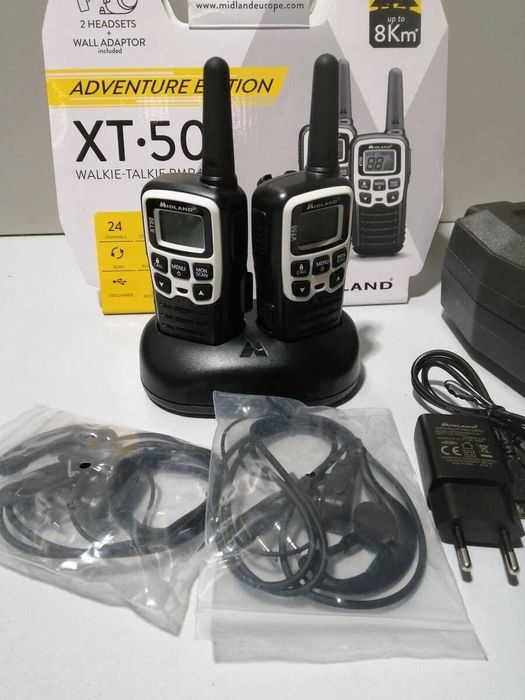 Двупосочни радиостанции Midland XT50 8км обхват 2бр уоки токи с usb