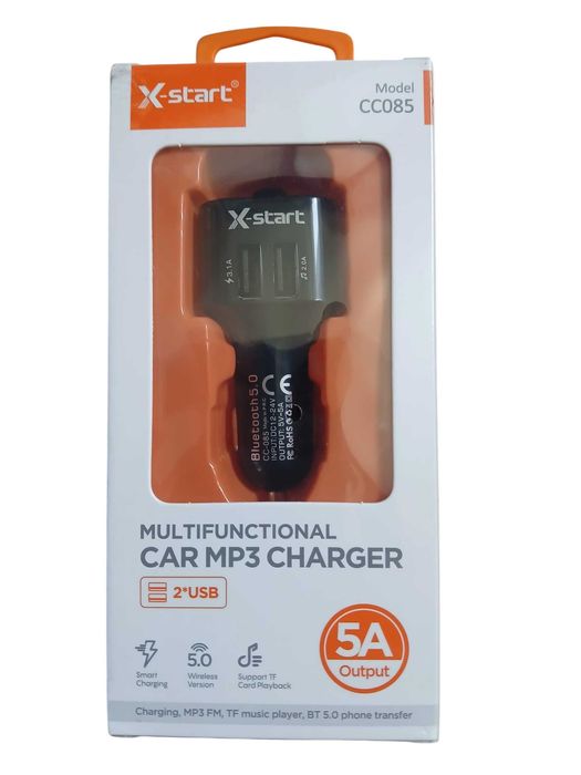 Modulator FM Multifuncțional Auto X-Start CC085, Bluetooth, 5A, Negru