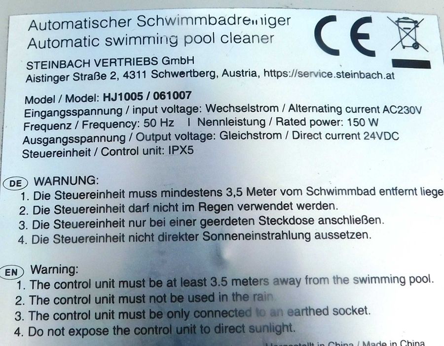 Aspirator, robot de curatat piscina Steinbach ( ! DEFECT, PT PIESE)
