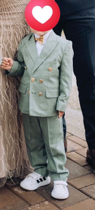 Costum copil baiat 2-3 ani verde din 3 piese