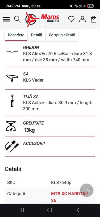 Vând bicicleta Kellys dirt bike