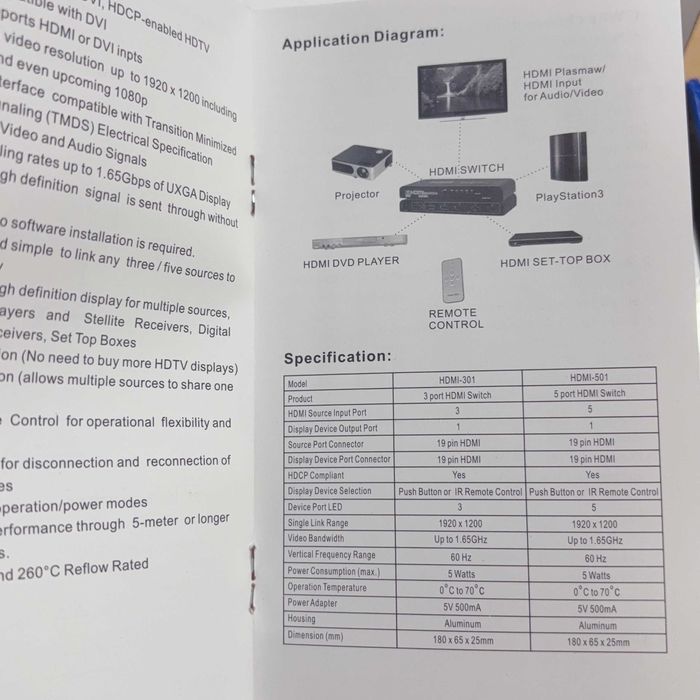 HDMI Switch 3-Port Full HD 1080p HDMI 1.4