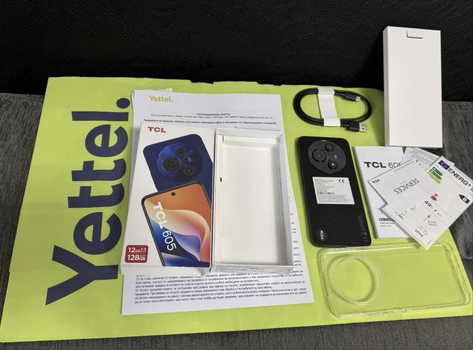 НЕАКТИВИРАН 128GB TCL 605 Yettel Гаранция 2029г. Black
