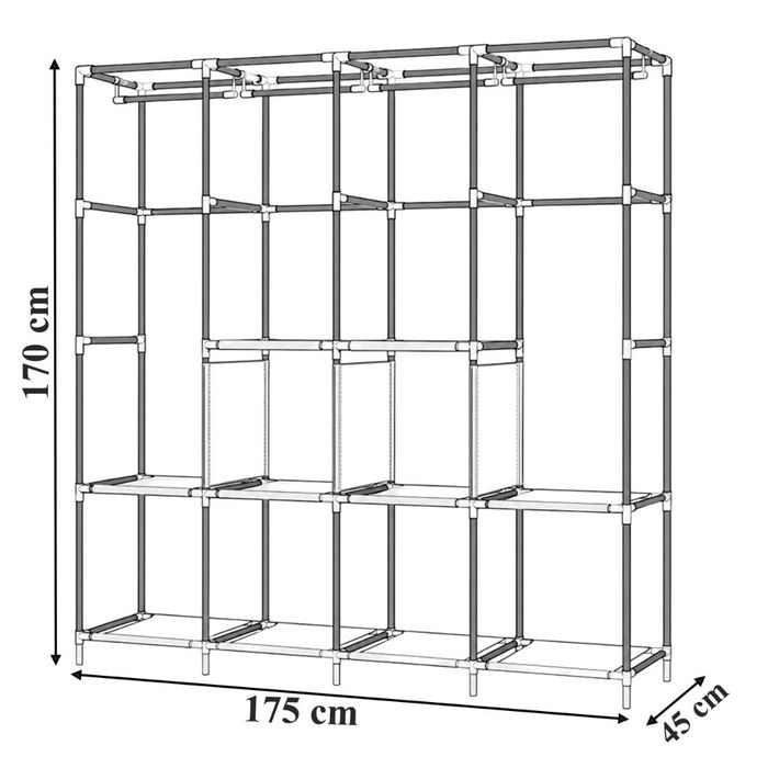 Сгъваем текстилен гардероб XXL 175x45x170cm – просторен, здрав и практичен