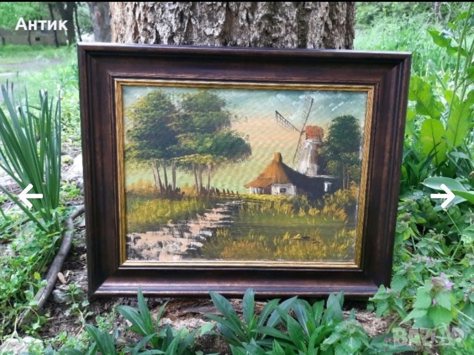 Красива Стара Картина Прованс Живопис Маслени Бои на Платно