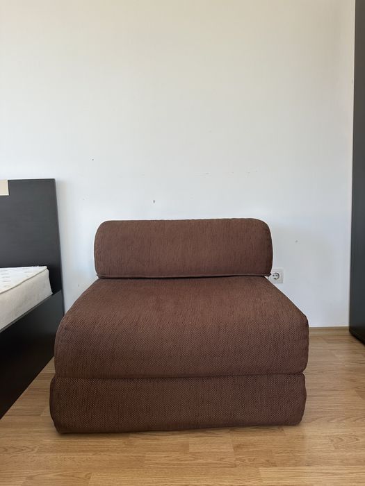 Разтегателно кресло / фотьойл – кафяво, 80×80 см