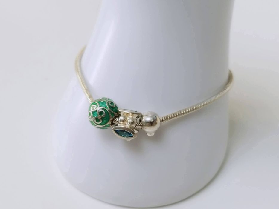 Bratara veche din argint de 925 si charms, SPINNING, HHN, copii