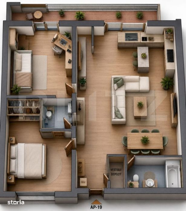 Apartament Spatios 3 Camere | 74,62 mp | Zona Tudor — fotografia 1