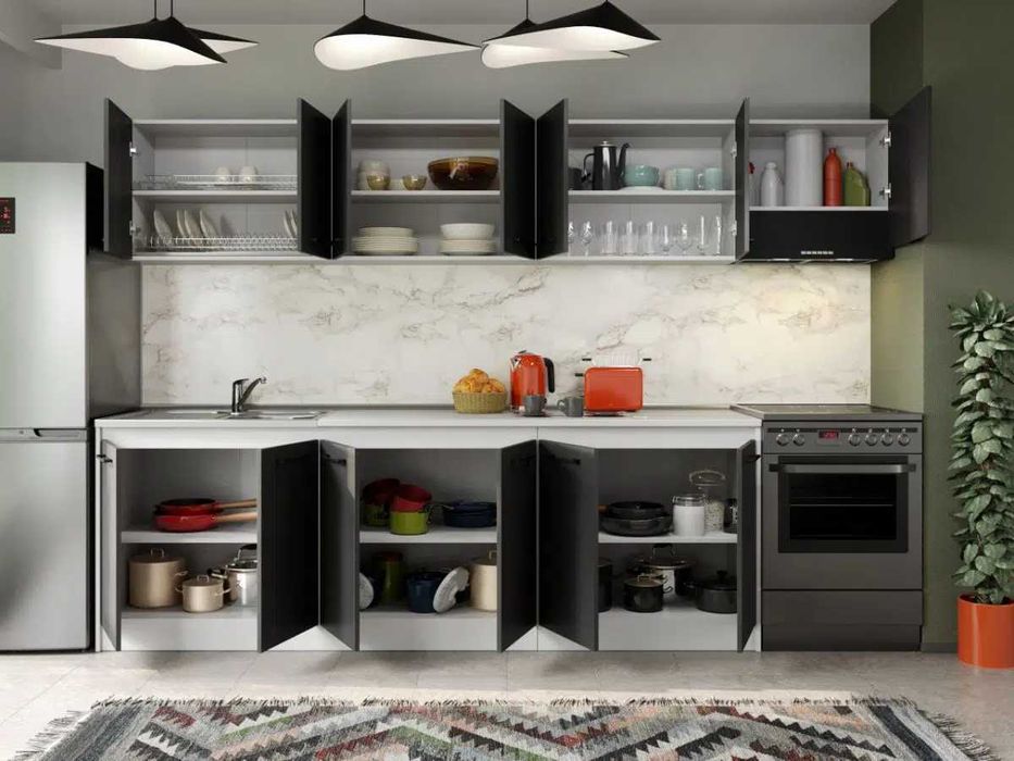 Set Mobila Bucatarie Mina Grafit 300 Gri Antracit C161