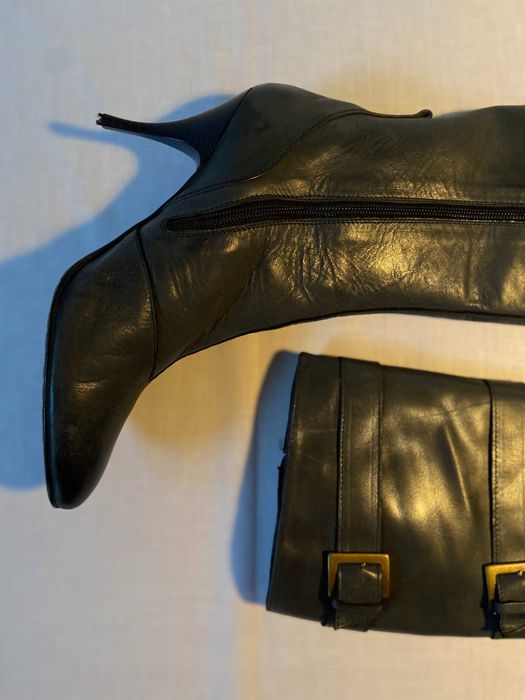 Ghete Fiorangelo din piele verde, toc cui, marimea 40, catarama dubla