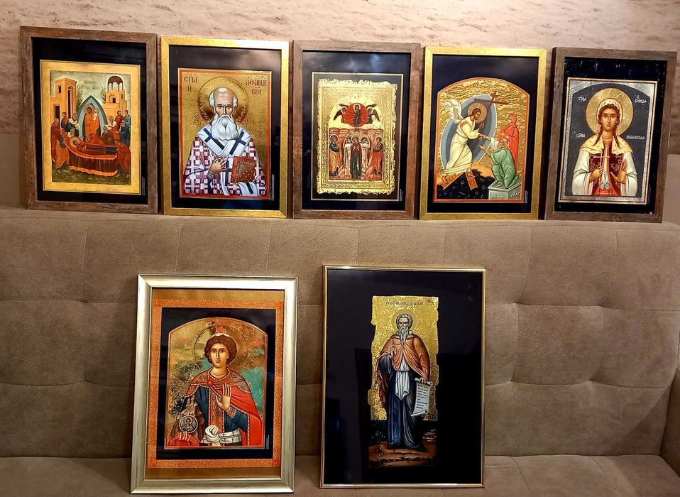 Икона Исус, Богородица, Св Иван Рилски, Св Данаил, Св Злата, Св Атанас