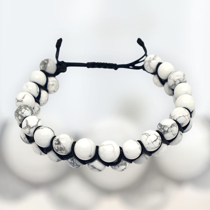 Brățară Shambala din howlit alb
