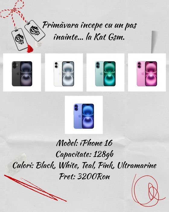 Oferta!! iPhone 16 128gb Black/Pink/Teal/White/Ultramarine Neverlocked