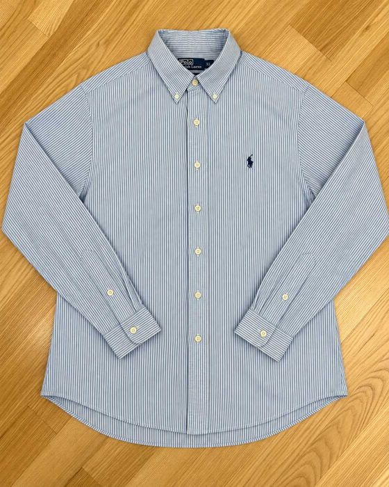 Polo Ralph Lauren cămașă bărbați Slim Fit albastru alb în dungi 100% bumbac mărimea XL