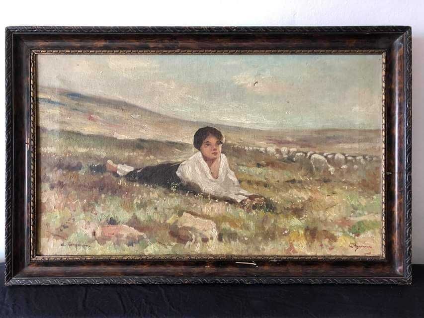 Tablou vechi cu peisaj - semnat
