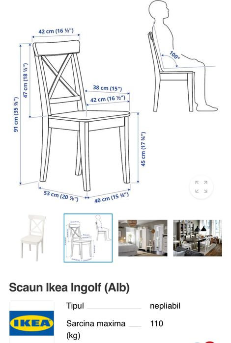 Scaune albe lemn ikea