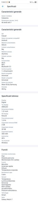 Vand Samsung Galaxy Watch7, 40mm, BT, Beige