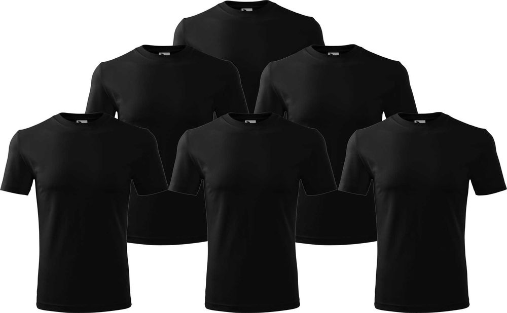 Set 5 tricouri clasice, Bumbac 100%, Negre