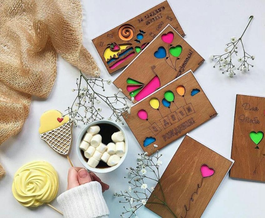 Открытки ручной работы из дерева