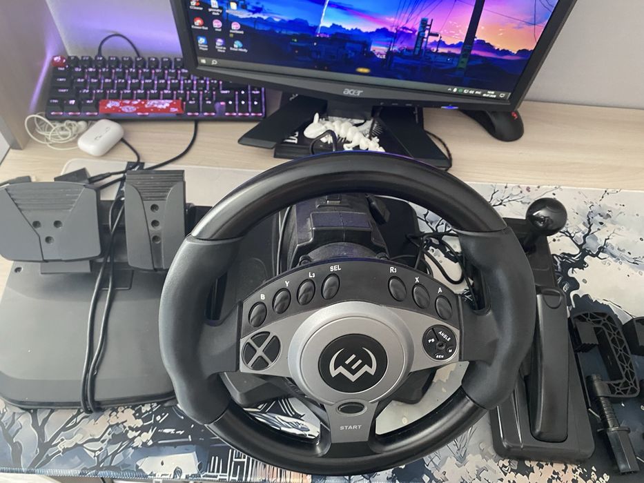 Игровой руль с педалями и ручником (GC-W750)