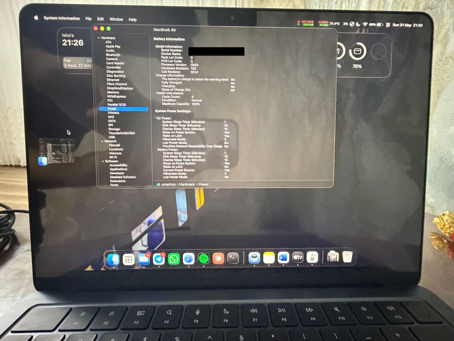 Macbook Air M5 13 24gb/1tb Midnight (1 oy ishlatilgan)