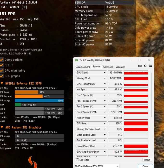 Placa video 3070 Mali 8GB