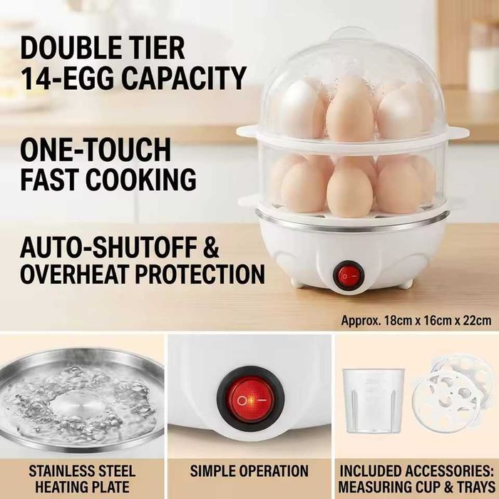 Fierator Oua Electric Dublu Strat 14 Oua Timer Oprire Auto