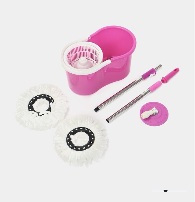 Швабра с отжимом, ведро для мытья полов 2 в 1, две насадки в наборе