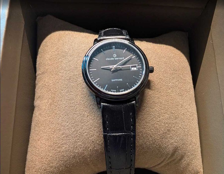 Ceas Damă Claude Bernard Swiss Made - Cadran Negru, Geam Safir – Cutie Originală