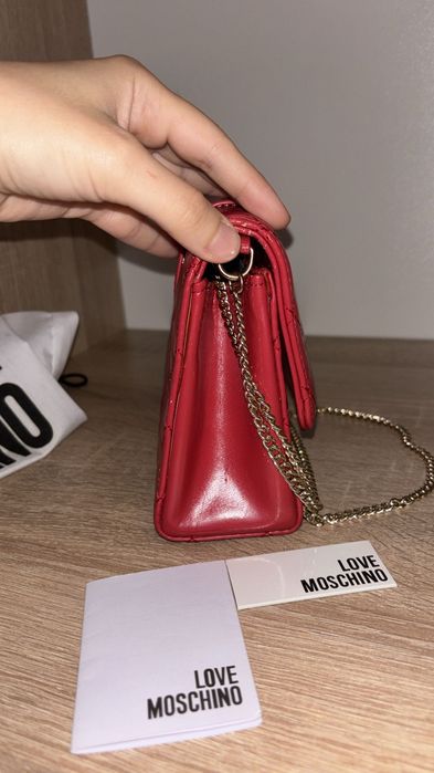 Geanta Love Moschino - Red & gold detail