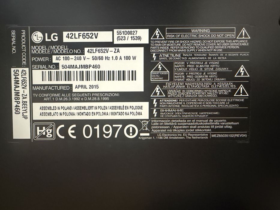 TV LG 42lf652v-za full hd