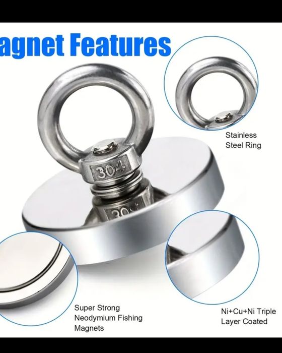 Magnet fishing neodim D75mm cu forta de tragere 220kg