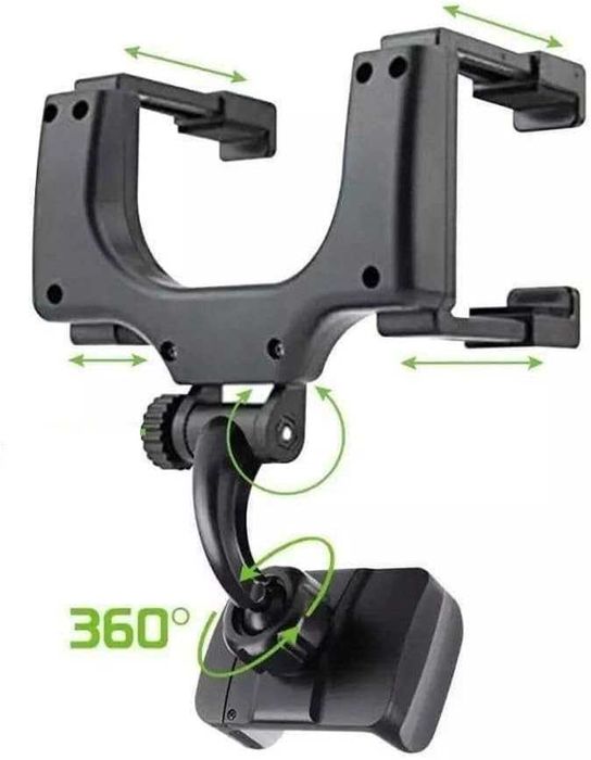 Поставка за телефон за огледало на автомобил 360° - въртяща.