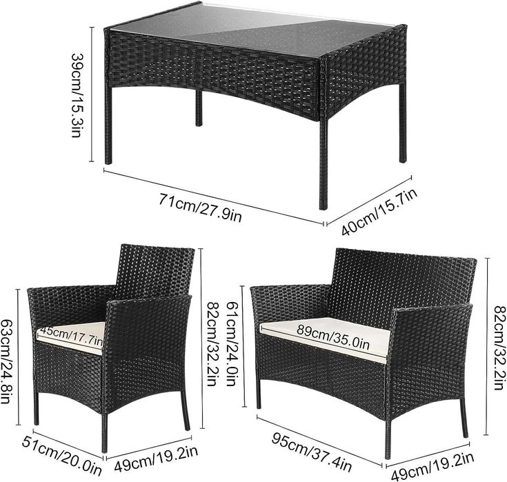 НЕМСКИ Градински Комплект Ратанов Кът За Релакс От 4 Части + ЛЕД ФЕНЕР
